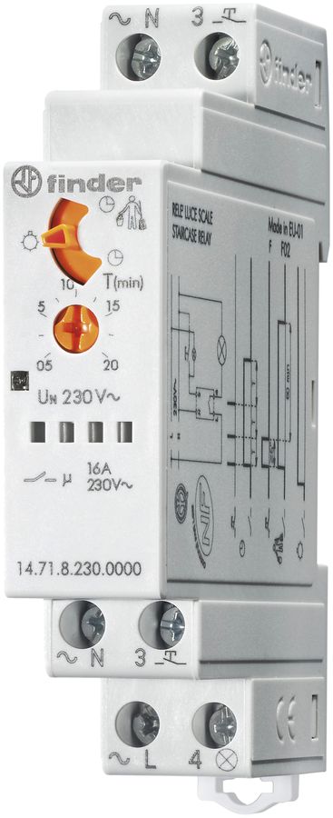 REG-Treppenlichtautomat Finder 14.71, 1S 16A/230AC 0.5…20min, 1TE