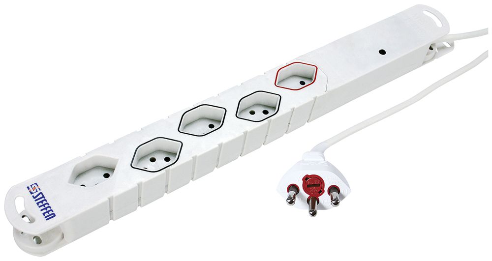 Steckdosenleiste VARIABL VARITRONIC 1×M 3×S 1×T13 3×1mm² 3m weiss