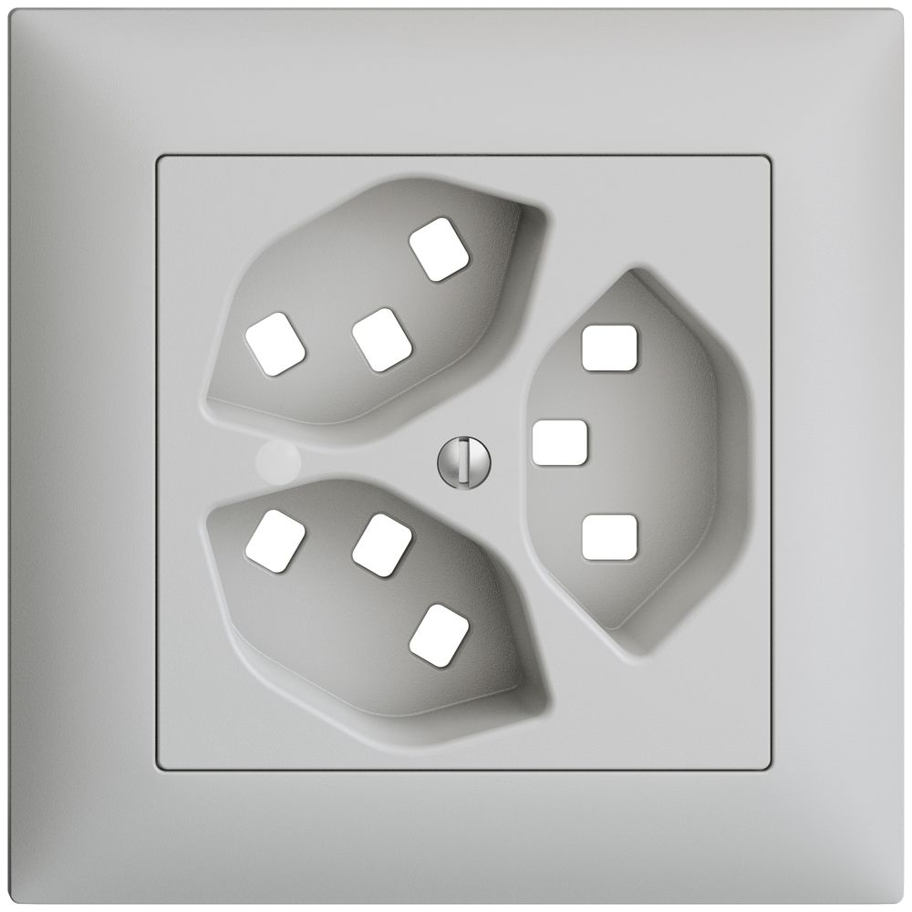 UP-Frontset EDIZIOdue hellgrau 88×88mm 3×T23 mit Linse