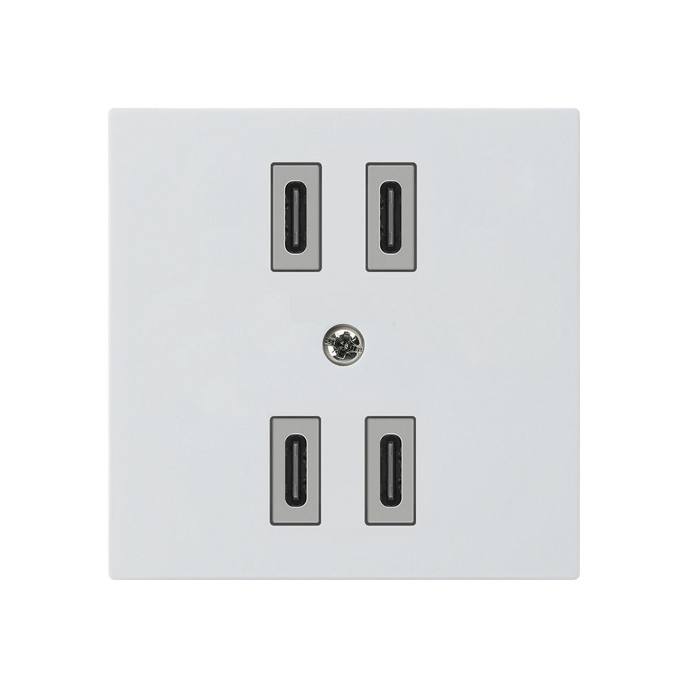 USB-Ladesteckdose Hager kallysto 2×C-C 2×20W oder 4×10W 5V 60×60mm weiss