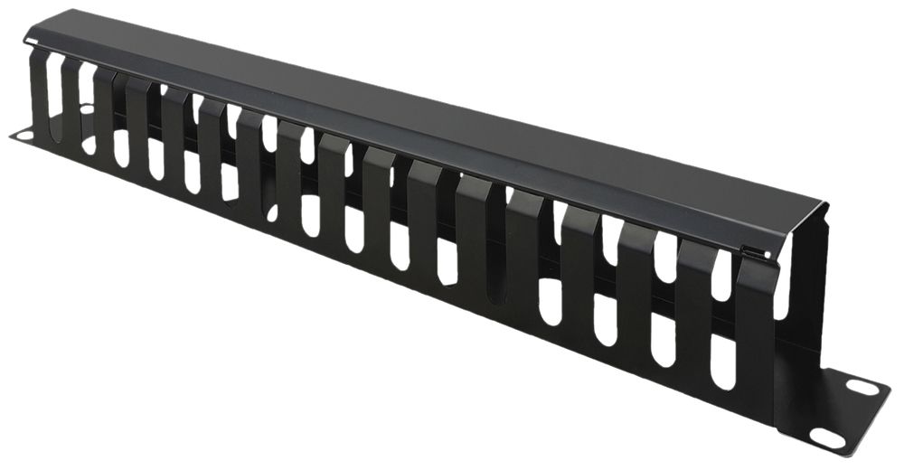 Rangier-/Durchführungspanel 19" VALUE, Lamellenkanal 40×80mm 1HE St schwarz