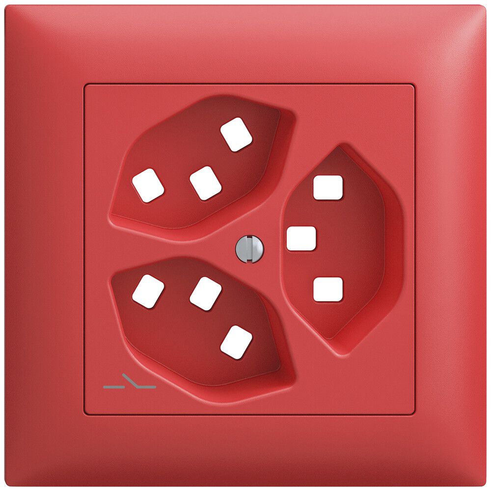 Kit montaggio INC Feller EDIZIOdue, per presa 3×T23 1×separato, berry