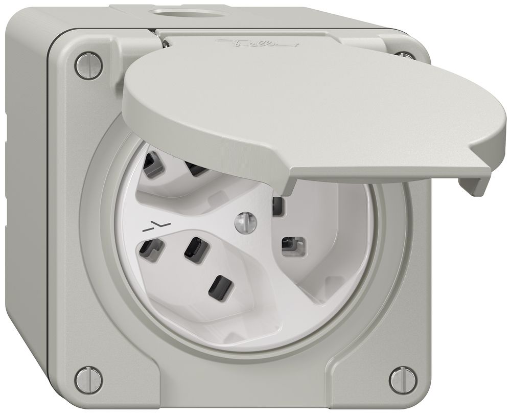 NAP-Steckdose NEVO, 3×T23, IP21, 1×getrennt, lichtgrau