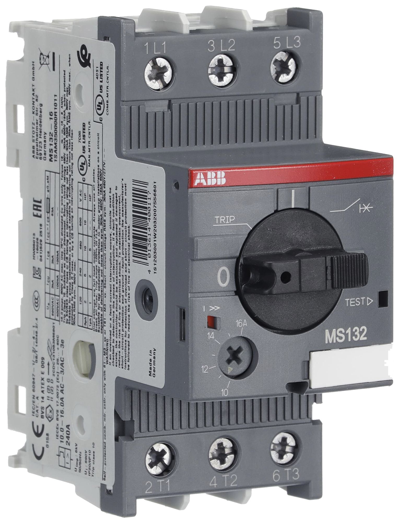 REG-Motorschutzschalter ABB MS132, 7.5kW AC-3 (10…16A) 3L Schraub