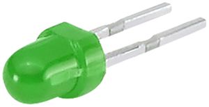 LED single EAO T1 Bi-Pin 3.2VDC, 20mA, grün