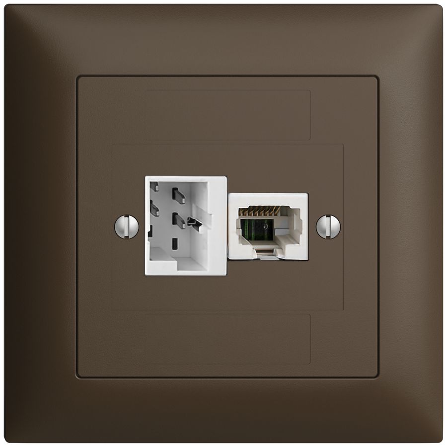 Scatola INC 1×TT,1×RJ45/u 4P EDIZIOdue ITplus ITM coffee