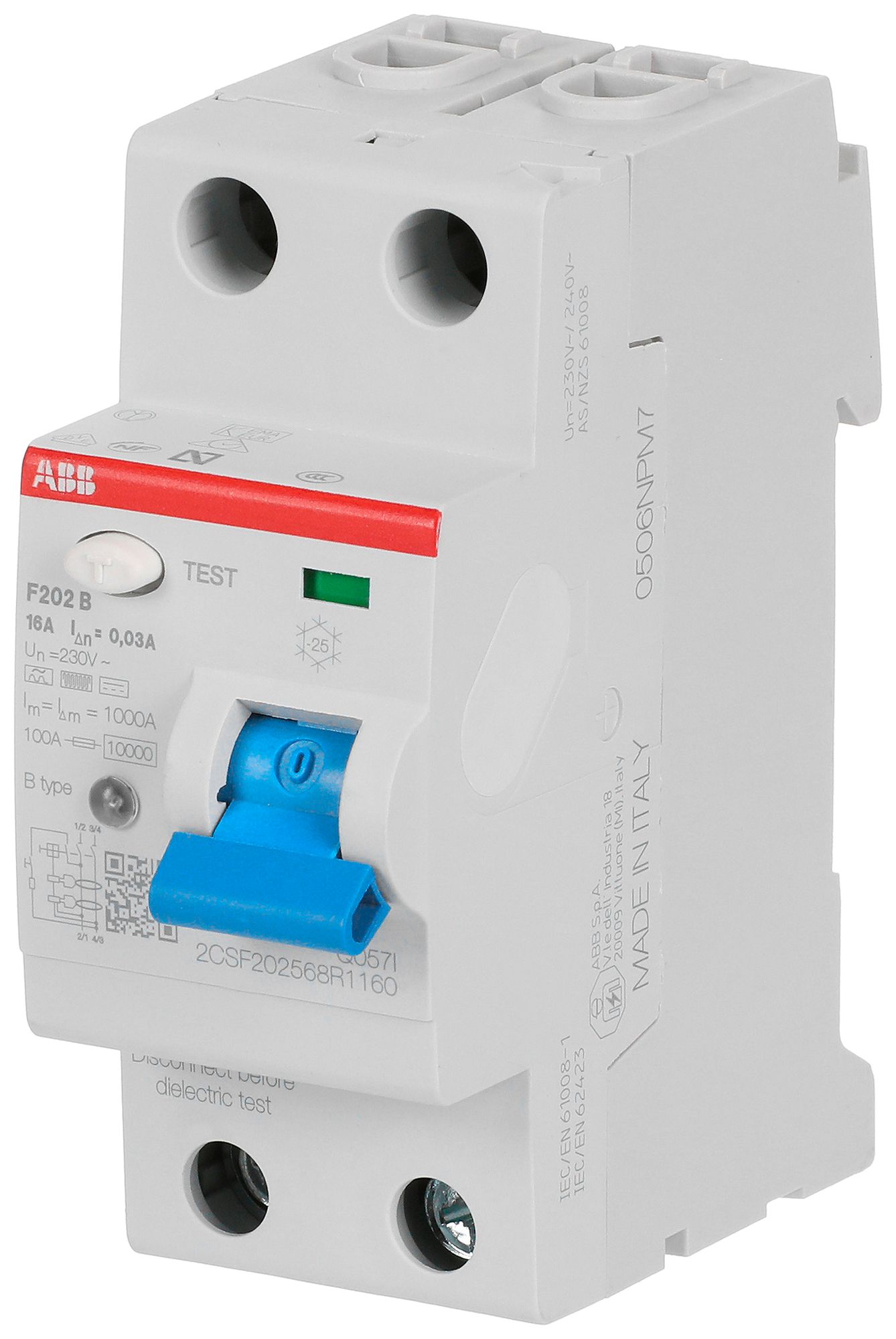 Fehlerstromschutzschalter proM compact 1PN Typ B, 16A 30mA 2TE kurzzeitverzögert