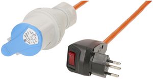 Verlängerung MH T12/CEE16A blau 230V PUR 3×1.5mm² PUR 15m  orange