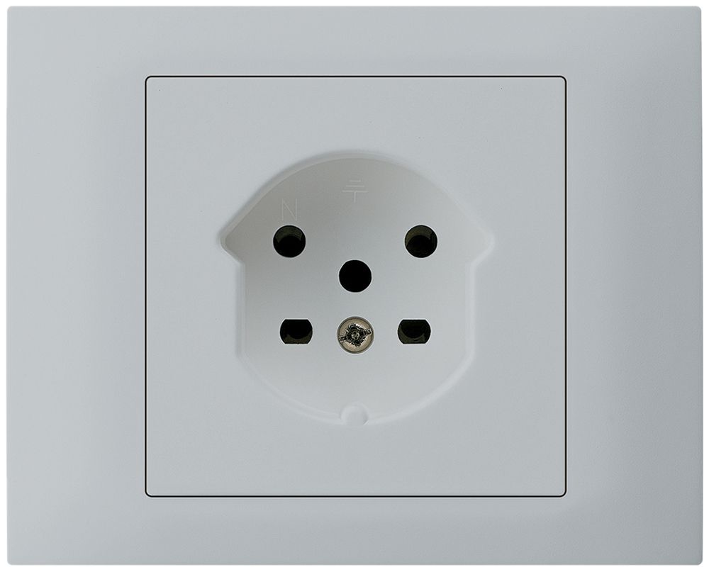 EB-Steckdose HA kallysto Typ 15 mit Steckklemmen mit EB-Dose G3 hellgrau