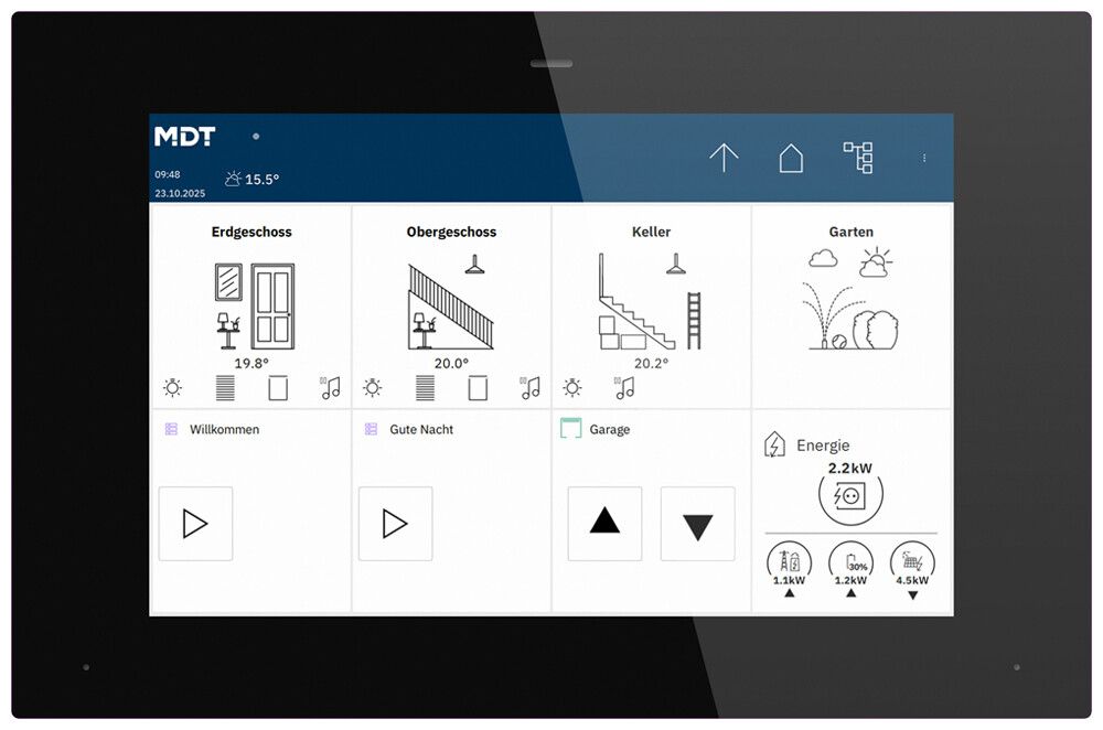 Écran tactile KNX ENC MDT VC-08P82.01S Ethernet 8" haut-parleur verre noir