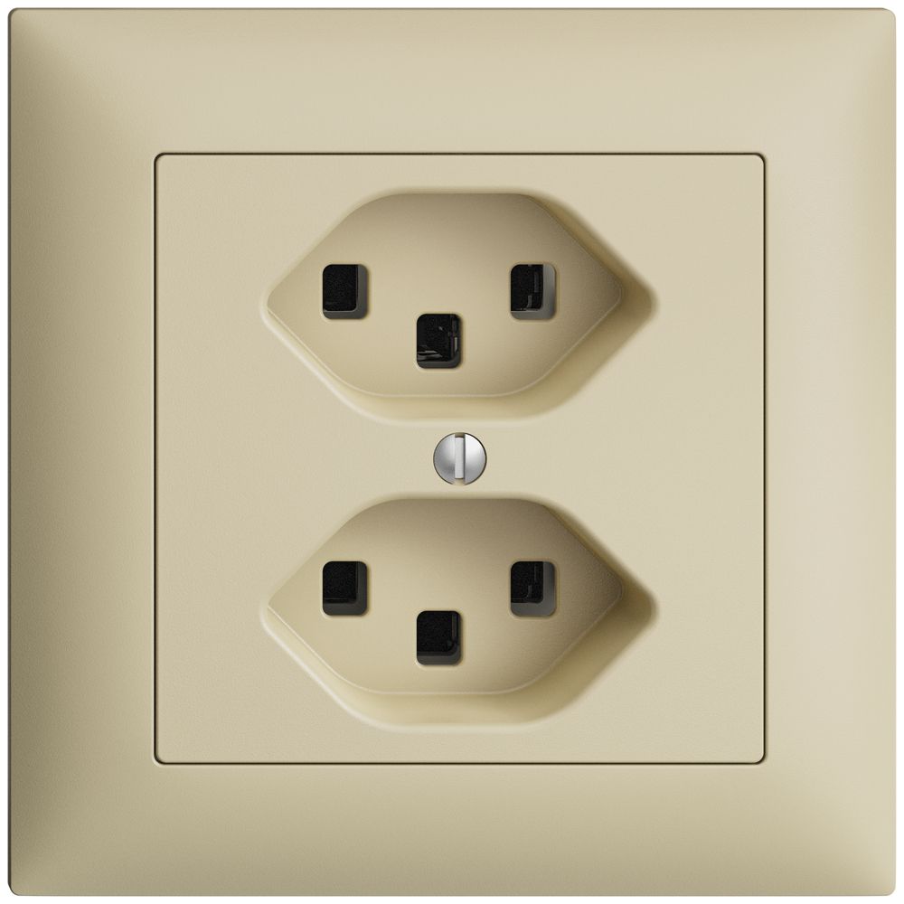 UP-Steckdose 2×T23 16A EDIZIOdue vanille, mit Steckklemmen