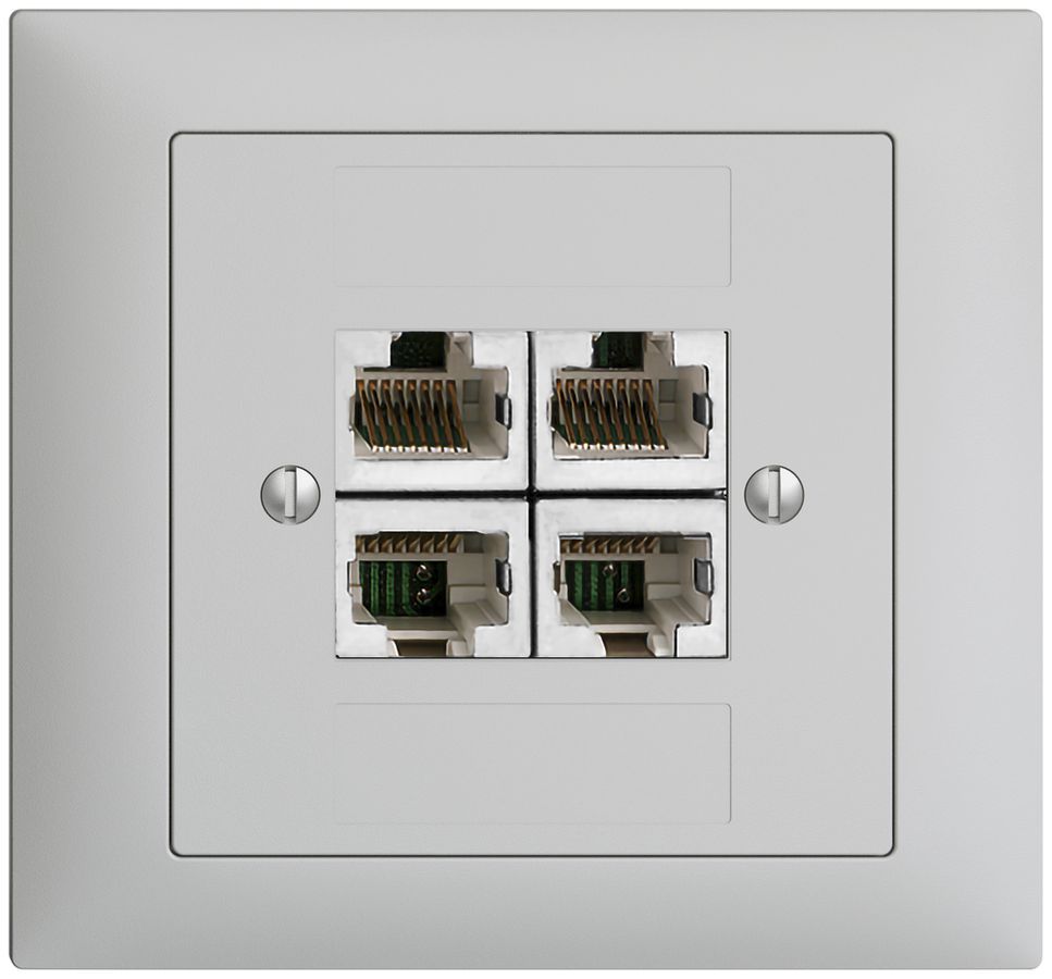 EB-Dose 4×RJ45/s 4P getr. EDIZIOdue hellgrau ITplus