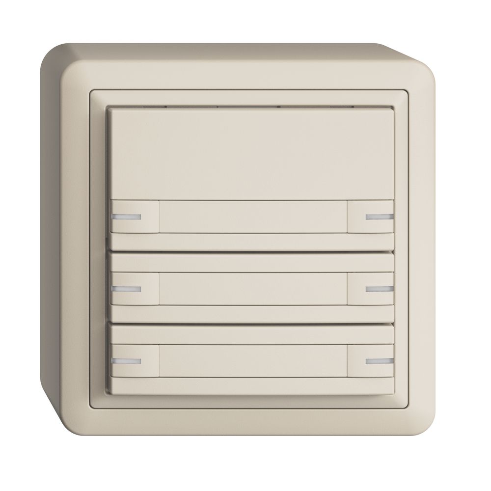 Pulsante KNX RGB AP EDUE, 250mW, c.LED RGB, c.carta 6×pulsante com.1×tasto crema