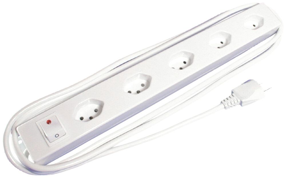 Prise multiple avec interrupteur ELBROLINE 5×T13 horiz. 2m blanc