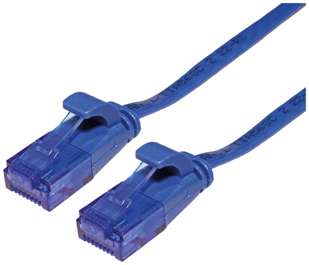Patchkabel RJ45 VALUE Kat.6A U/UTP AWG32 PVC flach blau 5m