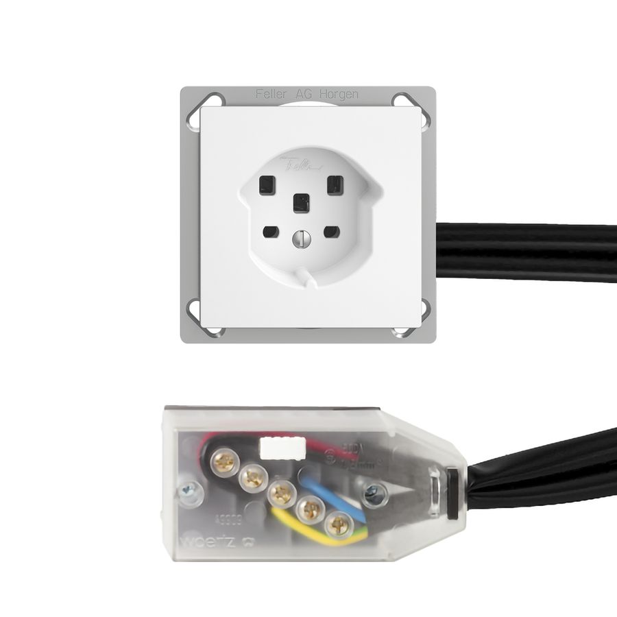 Prise INC EDIZIOdue T25 16A blanc pour câble Technofil