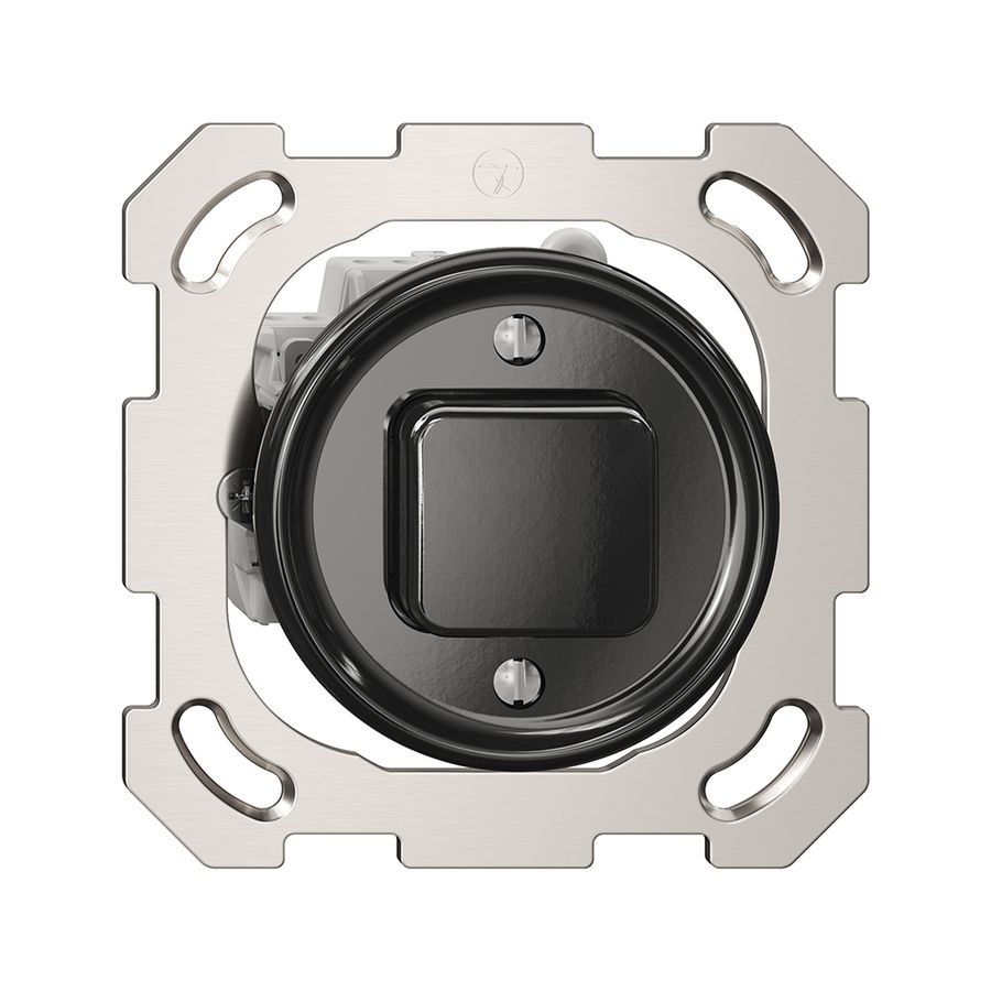 UP-Sonnerie-Drucktaster Sdue, 16A 230 VAC, 77×77mm, mit Steckklemmen schwarz