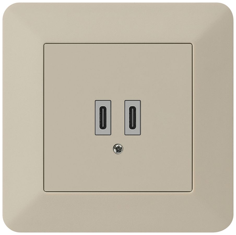 UP-USB-Ladesteckdose Hager kallysto.trend C-C 20W 5V 94×94mm beige