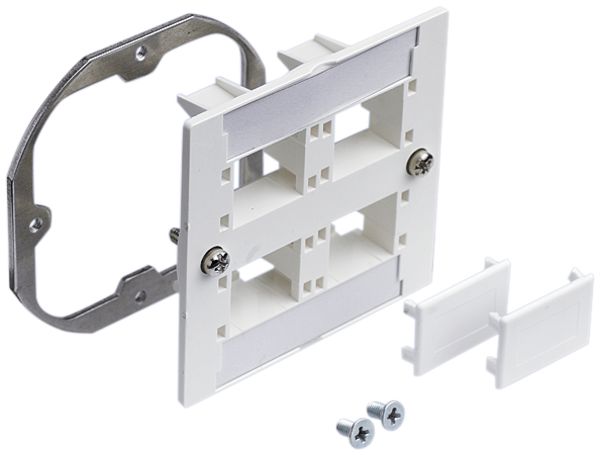 Frontplatte freenet 4×RJ45 weiss mit Adapterplatte