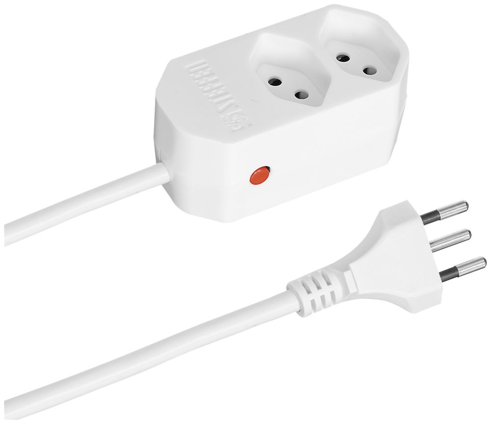 Prise multiple COMPACT 1.5m 2×T13 bouton reset, blanc