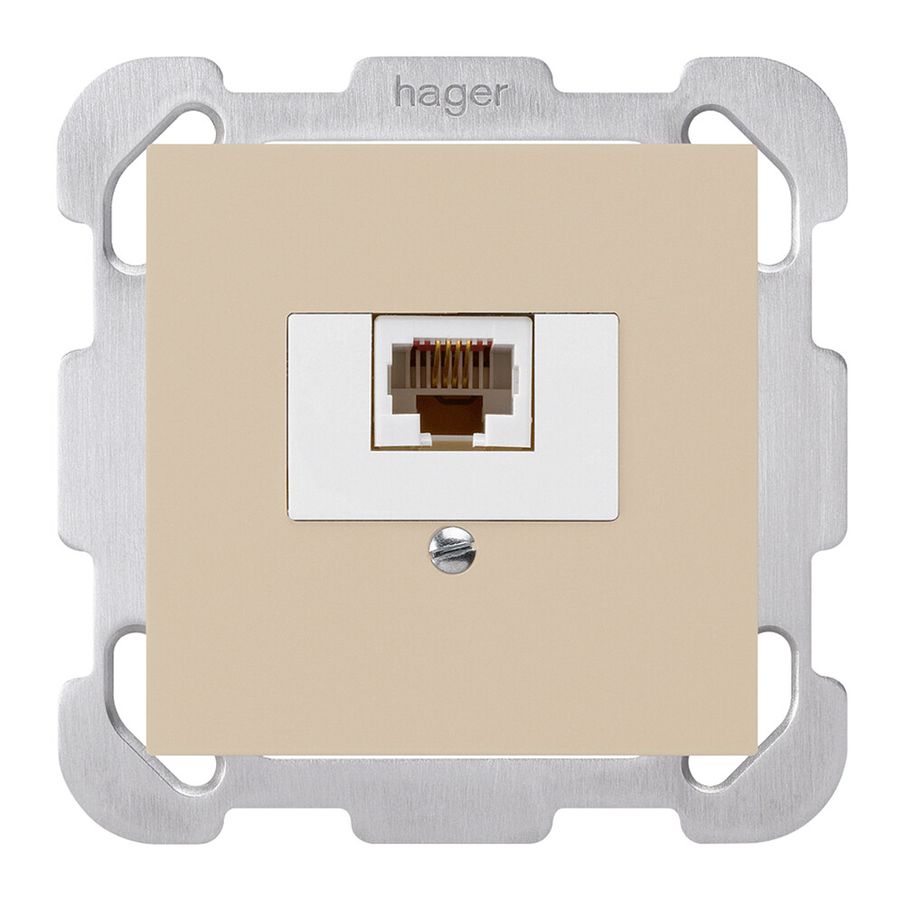 Einsatz zu Anschlussdose kallysto 1×RJ45u beige mit Befestigungsplatte