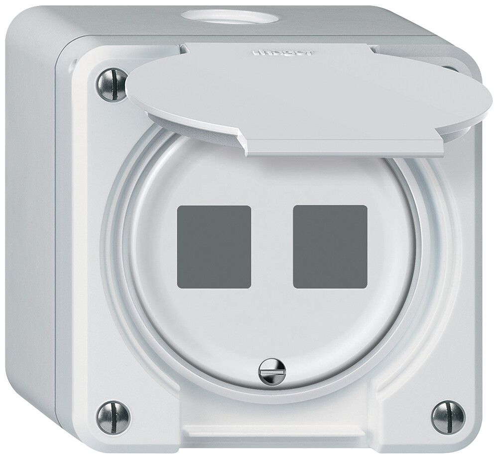 Kit di montaggio AP robusto diritto per 2 prese 86×86mm bianco