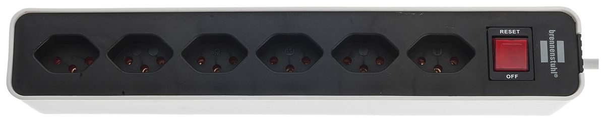 Prise multiple Ecolor interrupteur 6×T13 90° 1.5m H05VV-F 3×1mm² bc/no