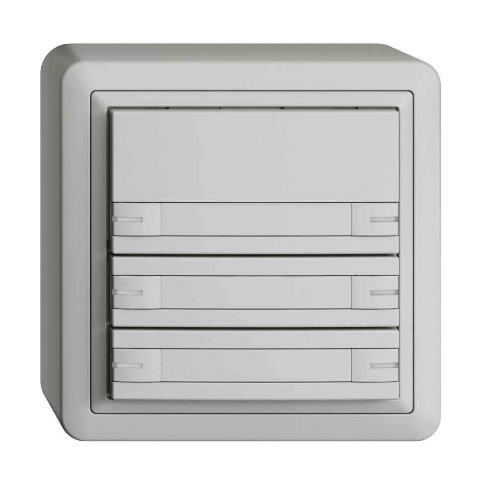 Poussoir KNX RGB AP EDUE, 250mW, a.LED RGB, a.papier, 6×poussoir, 1×touche, grc