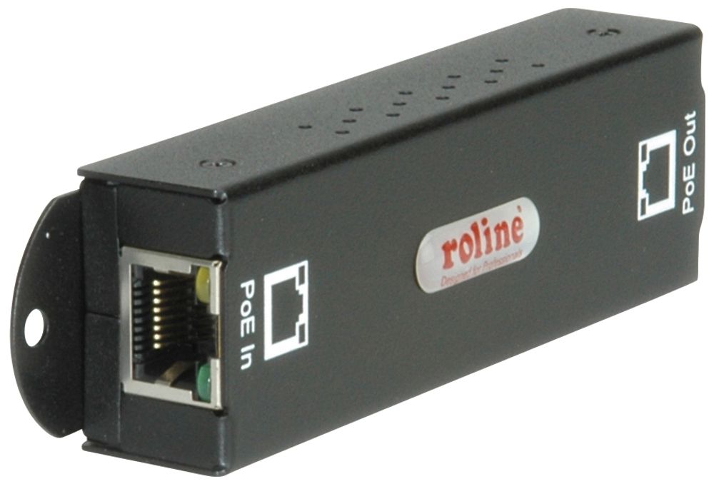 Ripetitore ethernet ROLINE, 10/100/1000Mbit/s+PoE, attivo via PoE (≤2W), ≤20m