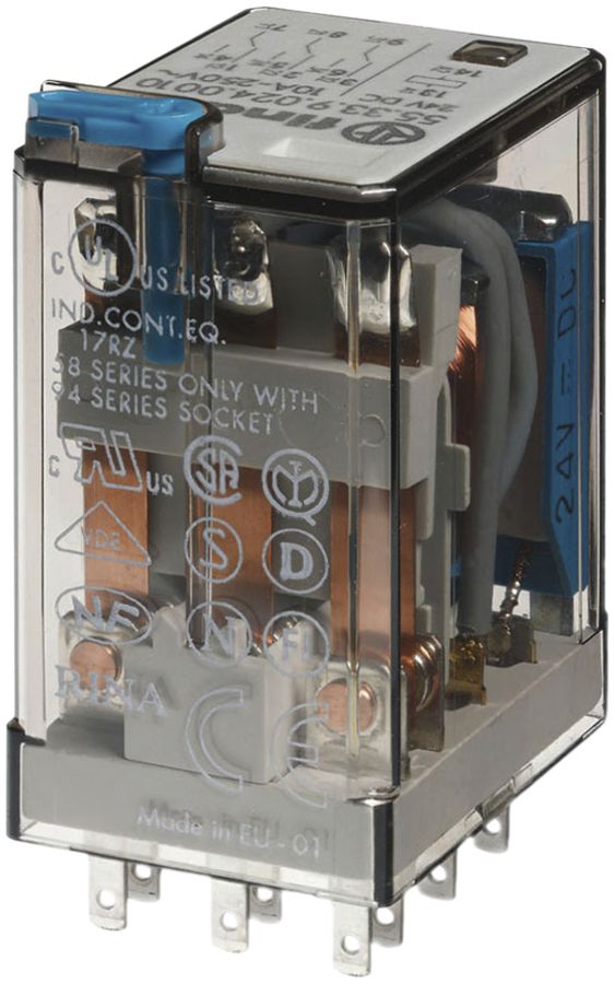 Relè mini innest. Finder 55, 3C 10A/36VDC AgNi RT I
