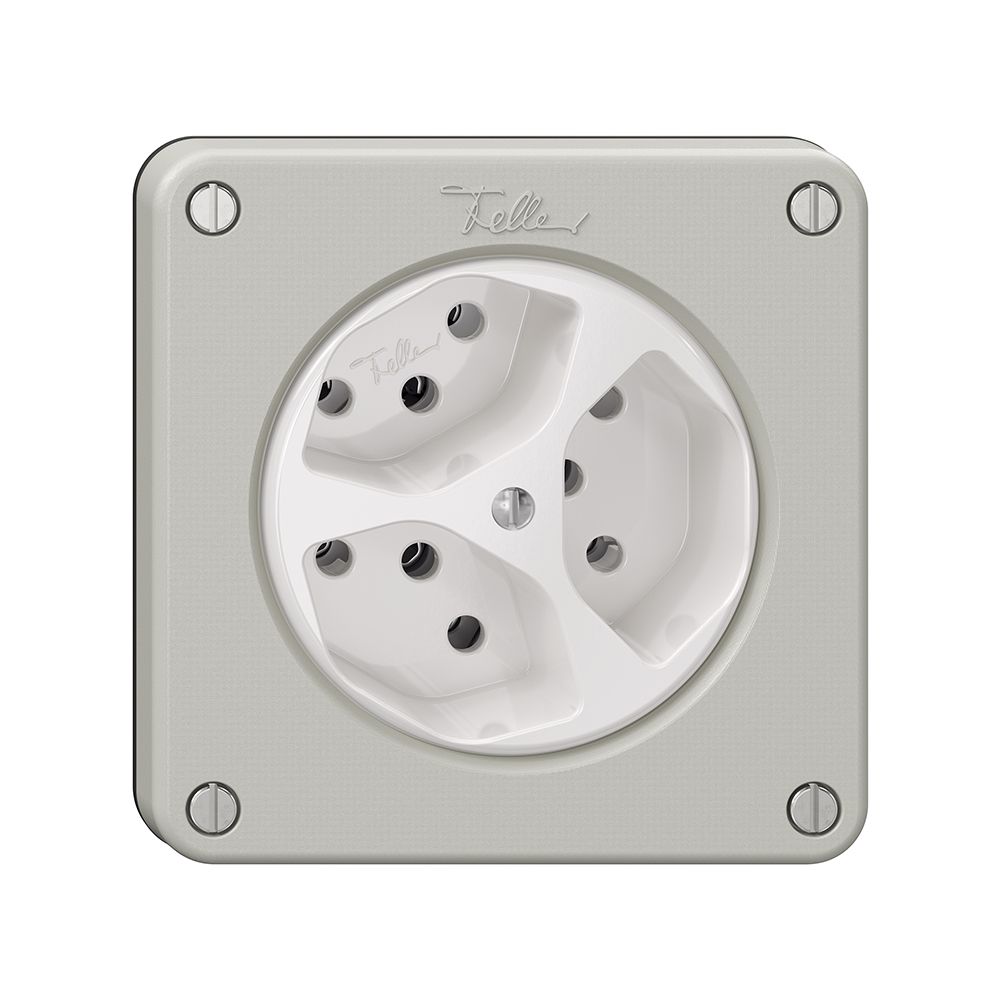 Steckdose NEVO, 3×T13, lichtgrau