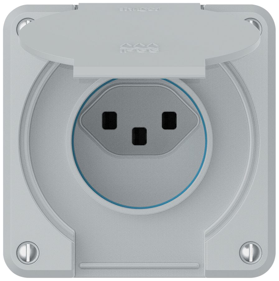 Prise ENC robusto 1×type 23 IP55 gris clair