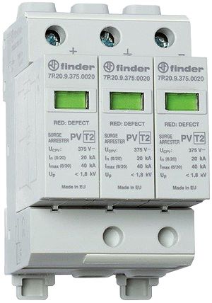 Parasurtension Finder type 2, pour systèmes photovoltaïques jusqu'à 750 VDC