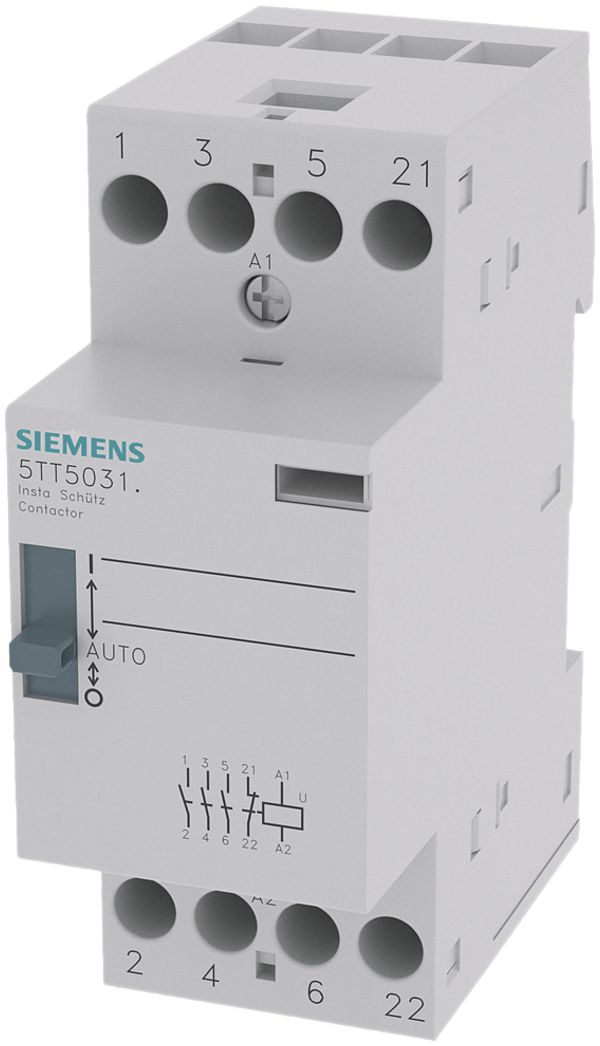 Leistungsschütz Siemens SENTRON INSTA 5TT5 230VAC, 3S/1Ö 25A, 0/1/auto