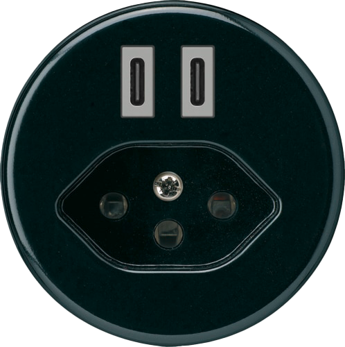 Prise de charge USB Hager basico C-C 20W+T13 5V noir