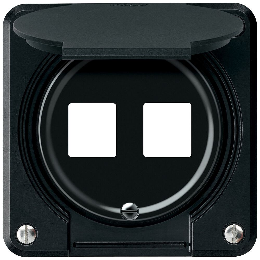 Montageset robusto gerade für 2 Buchsen 86×86mm schwarz