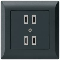 UP-USB-Ladesteckdose Hager kallysto.line 2×C-C 2×20W/4×10W 5V 92×92mm schwarz