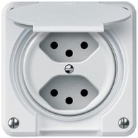 Steckdose FI robusto 1×T23 30mA 16A 250V 86×86mm IP21 weiss
