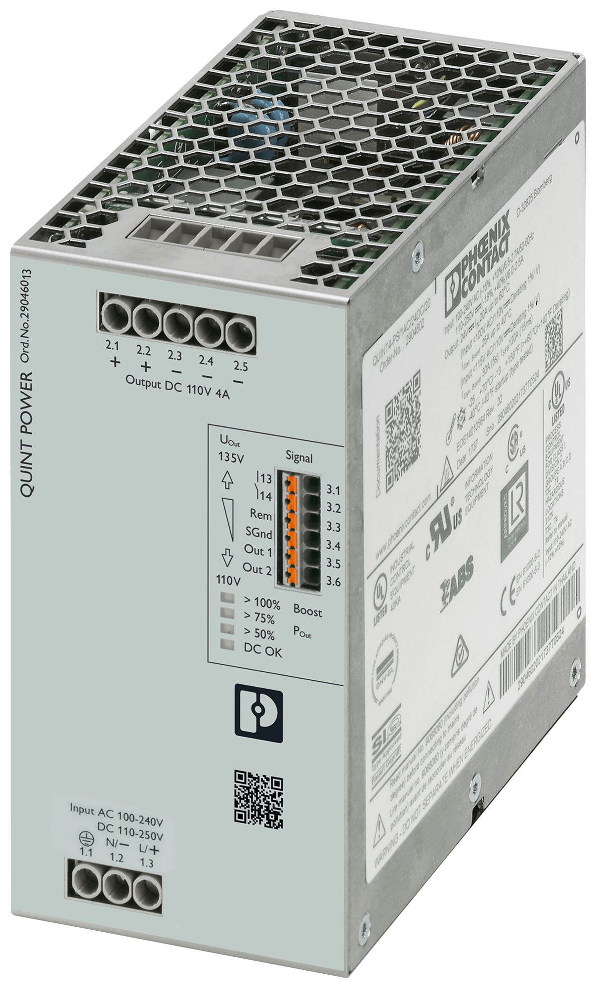 Schaltnetzteil PX QUINT4-PS/1AC/110DC/4 1L OUT:110VDC/4A