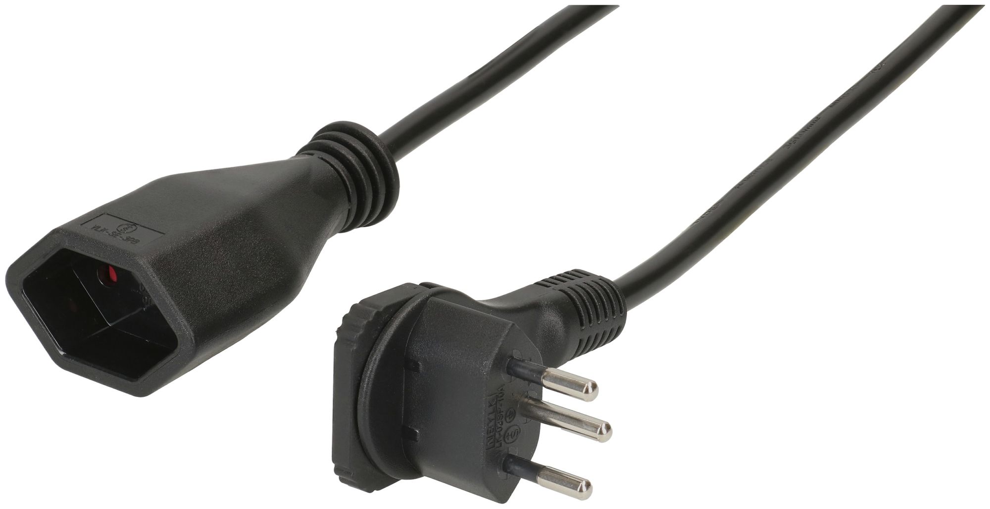 Rallonge MH T12 angle plat/T13 sécurité enfants Td 3×1mm² 1m noir