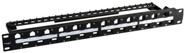 Patchpanel 19" INFRALAN 24-Port Keystone leer ungeschirmt 1HE, schwarz