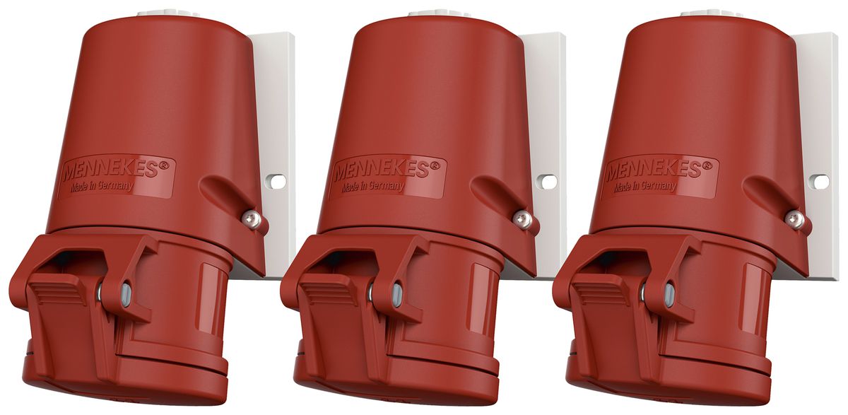 Set di prese AP CEE Mennekes 3LNPE 16A rosso 3 pezzi