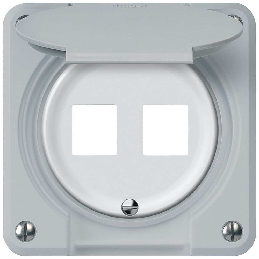UP-Montageset robusto gerade für 2 Buchsen 86×86mm grau