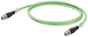 Câble de raccordement Weidmüller EIP cat.6 PUR 2×M12 X-Type fiche droit 2m vert