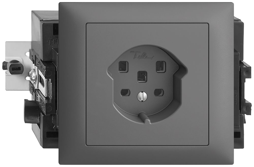 EB-Steckdose EDIZIOdue T25 16A dunkelgrau 53mm mit Steckklemme