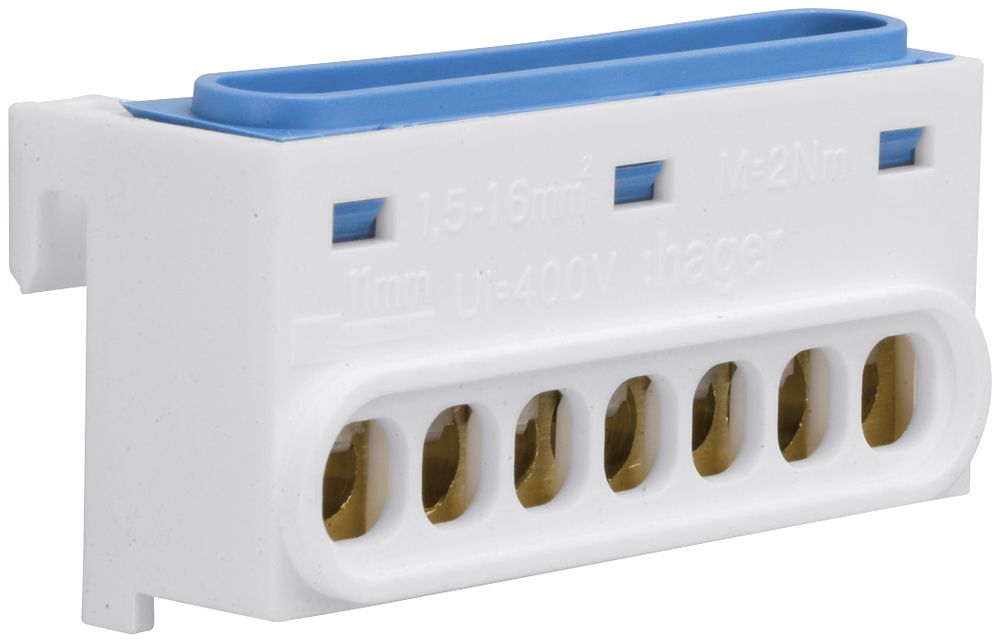 Neutralleiterklemme Hager gamma 7-fach blau