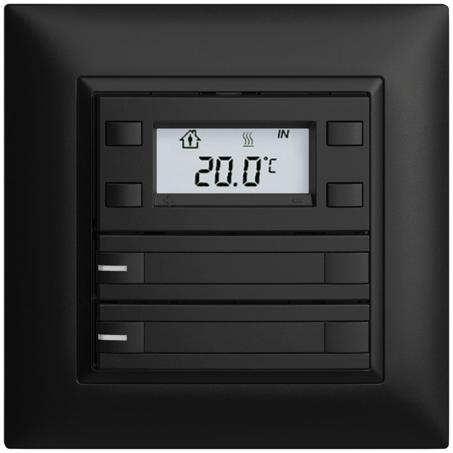 Poussoir RTH ENC KNX 2× EDIZIOdue FMI noir, avec papier+LED RGB