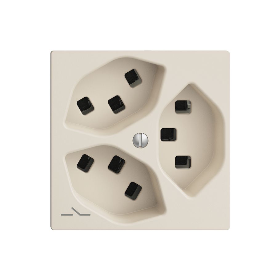 Steckdose 3×T23 Feller EDIZIOdue F, 1×getrennt, Steckklemmen, crema