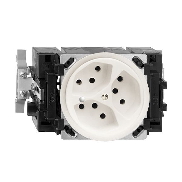Prise INC FH 3×T13 blanc 53mm Snap, avec LED vert