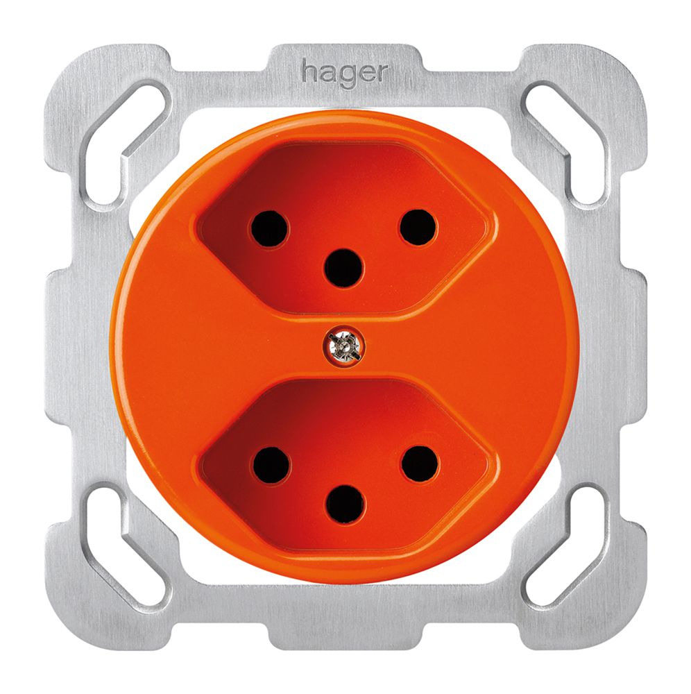 Insert pour prise ENC basico 2×type 13S avec plaque de fixation orange
